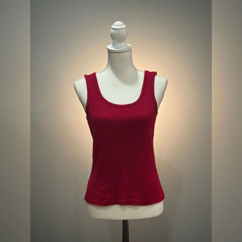 Brick Red St. John's Bay Ribbed Cotton Tank Top Size MP EUC